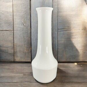 Vintage 1960s German Fine Porcelain White Ribbed Vase Vessel Minimalist Decor